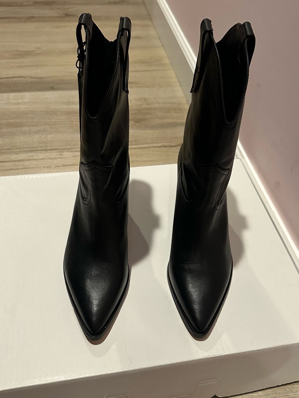 DANTE Black Pointed Toe Western Booties - Women's Fashion Boots